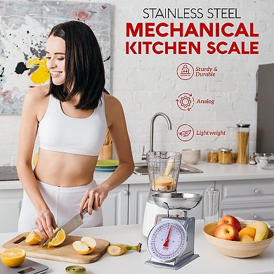Alpine Cuisine Stainless Steel Analog Kitchen Scale Silver - Mechanical Kitchen Weighing Food Scale