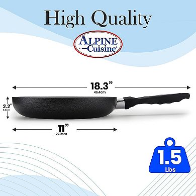 Alpine Cuisine Fry Pan 11-inch Nonstick Coating Gray, Durable Nonstick Cookware, Ideal For Family