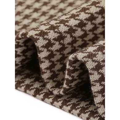 Houndstooth Dress For Women's V Neck Long Sleeves Elegant Sheath Dresses