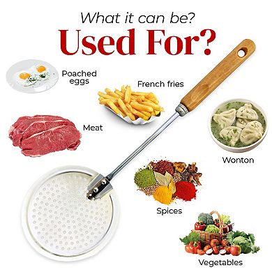 Alpine Cuisine Bamboo Wood Skimmer Spoon 13 Inch Rustproof, Integral Forming, Durable Skimmer Spoon