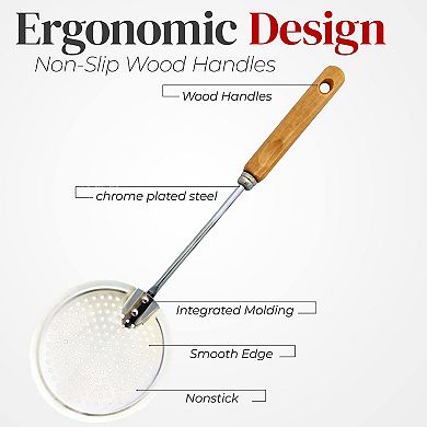 Alpine Cuisine Bamboo Wood Skimmer Spoon 13 Inch Rustproof, Integral Forming, Durable Skimmer Spoon
