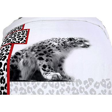 Dolce Mela Twin Size Duvet Cover Sheets Set, White Cheetahs