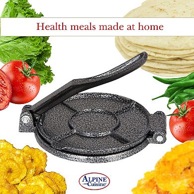 Alpine Cuisine Cast Iron Tortilla Press 7.5 Inch Soft Touch Handle, Lightweight, Easy To Clean & Use