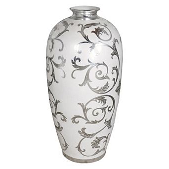 Afd Home Inverness Farmhouse Sophie Silver Antique White Large Vase 31.9 in Tall