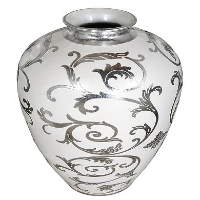 Afd Home Inverness Farmhouse Sophie Silver Antique White Large Vase 31.9 Inches Tall