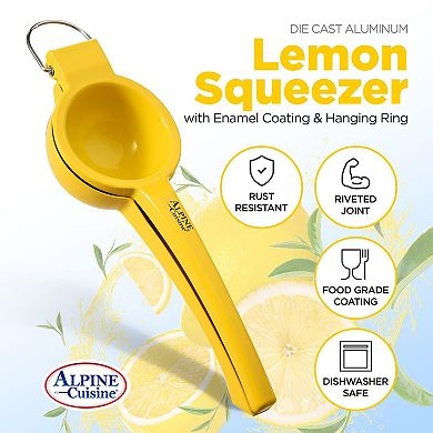 Alpine Cuisine Lemon/lime Squeezer With Hook - Handheld Aluminum Citrus Juicer