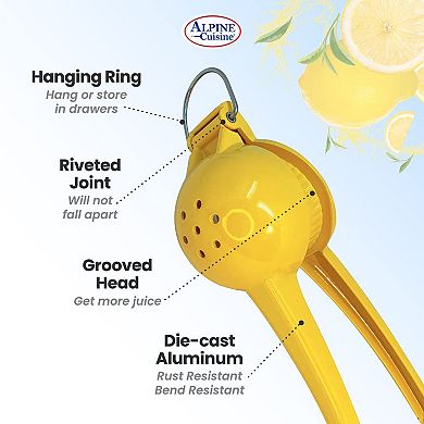 Alpine Cuisine Lemon/lime Squeezer With Hook - Handheld Aluminum Citrus Juicer