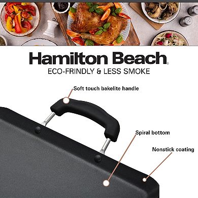 Hamilton Beach Nonstick Double Griddle 19x11" Black Aluminum Griddle With Multipurpose Use