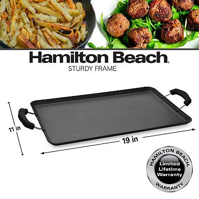 Hamilton Beach Nonstick Double Griddle 19x11" Black Aluminum Griddle With Multipurpose Use