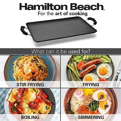 Hamilton Beach Nonstick Double Griddle 19x11" Black Aluminum Griddle With Multipurpose Use