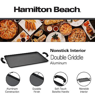 Hamilton Beach Nonstick Double Griddle 19x11" Black Aluminum Griddle With Multipurpose Use
