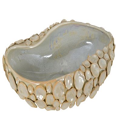 Afd Home Bayshore Silver Shimora Shell Centerpiece Bowl