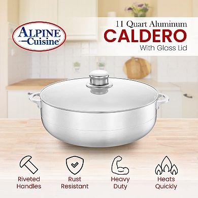 Alpine Cuisine 11-quart Aluminum Caldero Stock Pot With Glass Lid