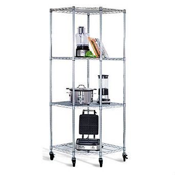 Heavy Duty 4 tier Corner Storage Rack Shelving Unit With Casters
