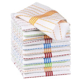 12 Pack Reusable Super Absorbent Cotton Lint Free Kitchen Towels Multi 12" x 12"