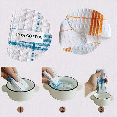 12 Pack Reusable Super Absorbent Cotton Lint Free Kitchen Towels Multi 12" x 12"