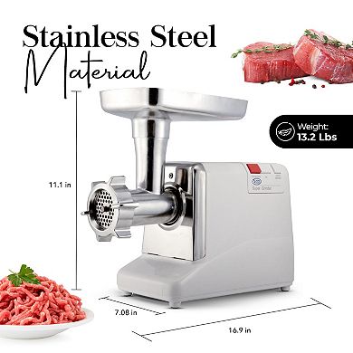 Electric Meat Sausage Super Grinder, Stainless Steel W/cutting Plates,1000w