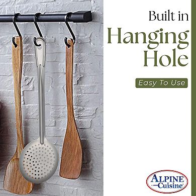 Alpine Cuisine Stainless Steel Skimmer Spoon 13" Comfortable Grip Design Skimmer Spoon For Kitchen
