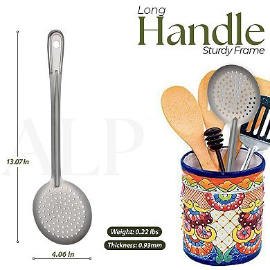 Alpine Cuisine Stainless Steel Skimmer Spoon 13" Comfortable Grip Design Skimmer Spoon For Kitchen