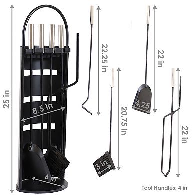 Sunnydaze 4-piece Fireplace Tool Set With Slotted Shroud Holder