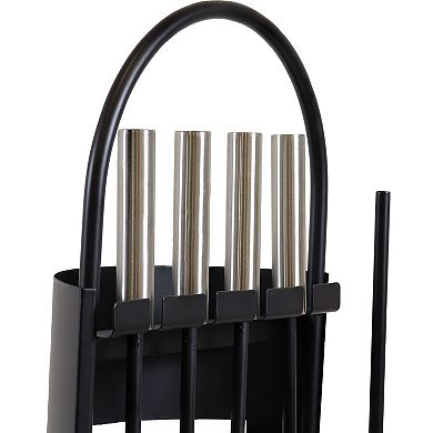 Sunnydaze 4-piece Fireplace Tool Set With Slotted Shroud Holder