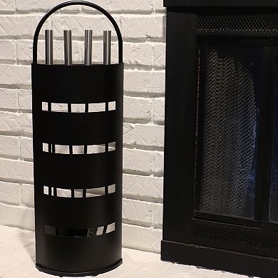 Sunnydaze 4-piece Fireplace Tool Set With Slotted Shroud Holder