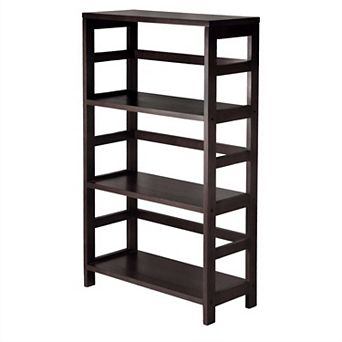 Wide 3-shelf Modern Shelving Unit In Espresso Wood Finish