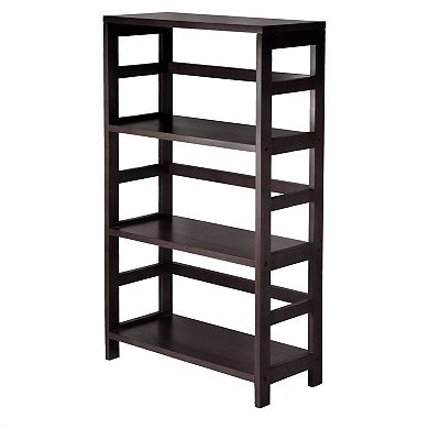 Wide 3-shelf Modern Shelving Unit In Espresso Wood Finish