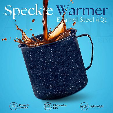 Alpine Cuisine Enamel Steel Dark Blue Speckle Warmer 4qt - Both Hot & Cold Beverage Coffee Mug