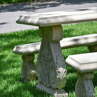 Fiberstone Fancy Picnic Table W Benches Outdoor Garden Furniture