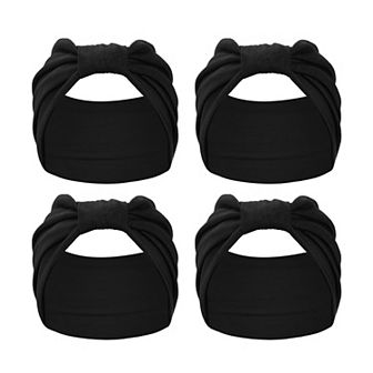 4 pc Yoga Hair Scarfs Bohemia Head Wraps 5.31inch Wide Black for Women Girl