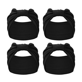4 pc Yoga Hair Scarfs Bohemia Head Wraps 5.31inch Wide Black for Women Girl