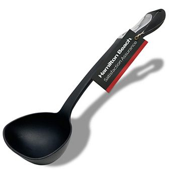 Hamilton Beach Plastic Ladle Spoon For Cooking , Non-slip Solid Long Nylon Soft Touch Handle 13 in