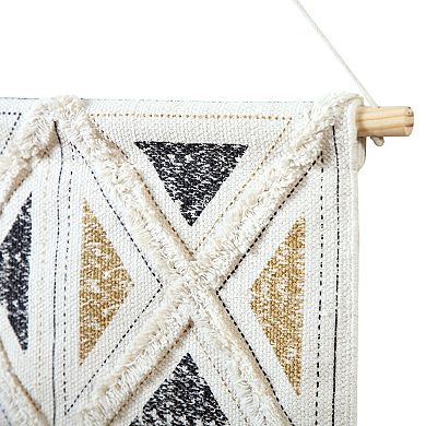 Diamond Textured Geometric Woven Cotton Wall Hanging Tapestry 35" x 21.5"