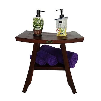 Satori  18" Teak Shower Bench With Shelf