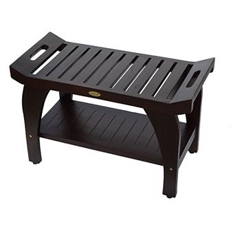 Tranquility LiftAide 30" Teak Wood Shower Bench With Shelf
