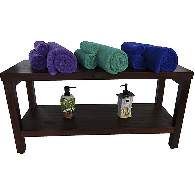 Eleganto 36"Teak Wood Shower Bench With Shelf