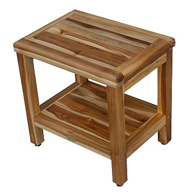 Eleganto 18" Teak Wood Shower Bench With Shelf
