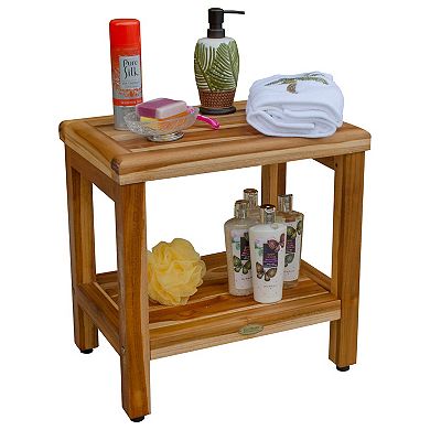 Eleganto 18" Teak Wood Shower Bench With Shelf