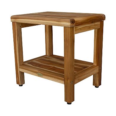 Eleganto 18" Teak Wood Shower Bench With Shelf
