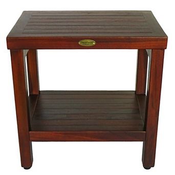 Eleganto 18" Teak Wood Shower Bench With Shelf
