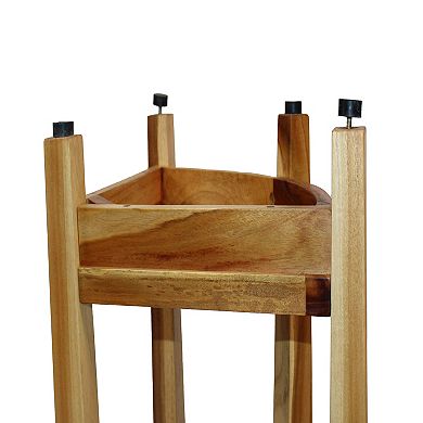 SnazzyCorner 24" Tall Teak Wood Corner Shower Bench With Shelf