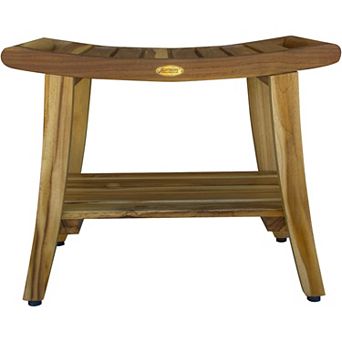 Harmony 24" Teak Wood Shower Bench With Shelf and LiftAide Arms