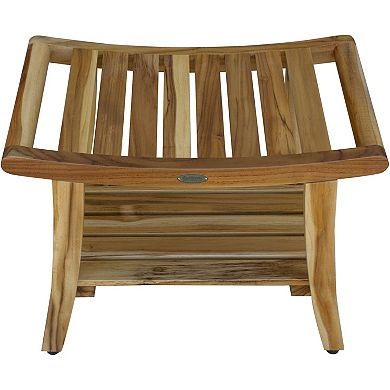 Harmony 24" Teak Wood Shower Bench With Shelf and LiftAide Arms