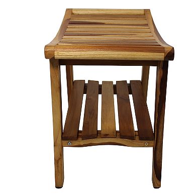Harmony 24" Teak Wood Shower Bench With Shelf and LiftAide Arms