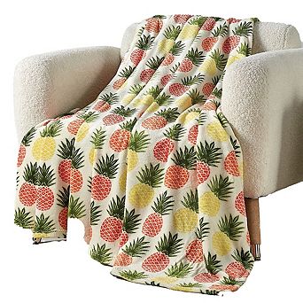 Natural Peapple Micro Plush Decorative All Seaon Throw Blanket Tropical And Fresh Design