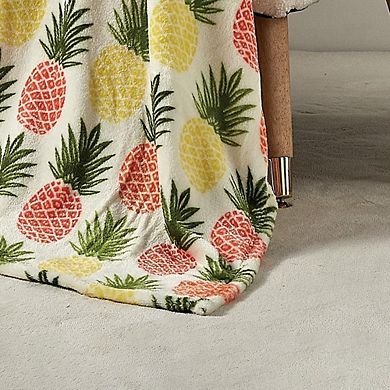 Natural Peapple Micro Plush Decorative All Seaon Throw Blanket Tropical And Fresh Design