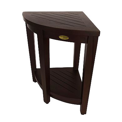 SnazzyCorner Extended Height 24" Teak Wood Corner Shower Bench With Shelf