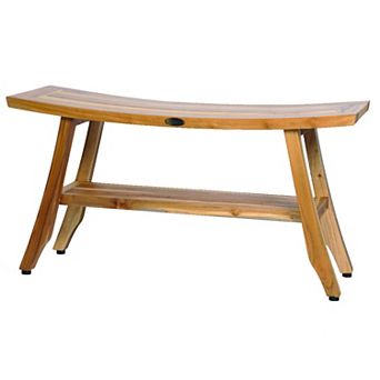 Satori 34" Natural EarthyTeak Shower Bench With Storage Shelf