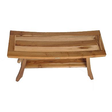 Satori 34" Natural EarthyTeak Shower Bench With Storage Shelf